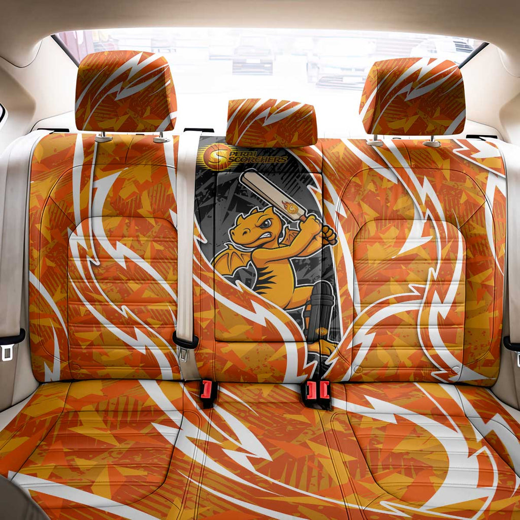 Perth Scorchers Back Car Seat Cover Flaming Lightning Storm Geometric Sports Mascot Art