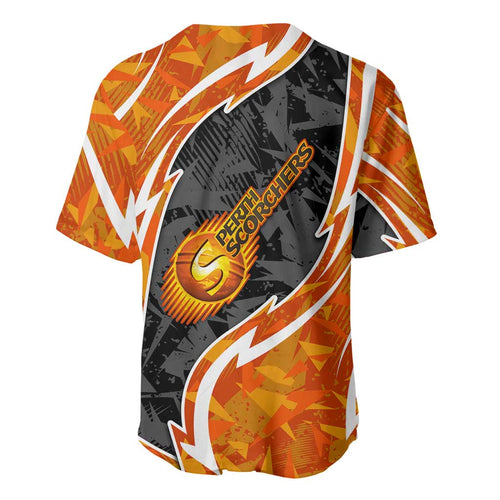 Perth Scorchers Baseball Jersey Flaming Lightning Storm Geometric Sports Mascot Art