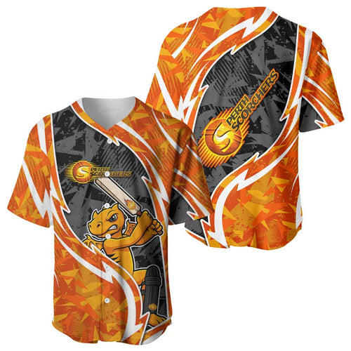 Perth Scorchers Baseball Jersey Flaming Lightning Storm Geometric Sports Mascot Art
