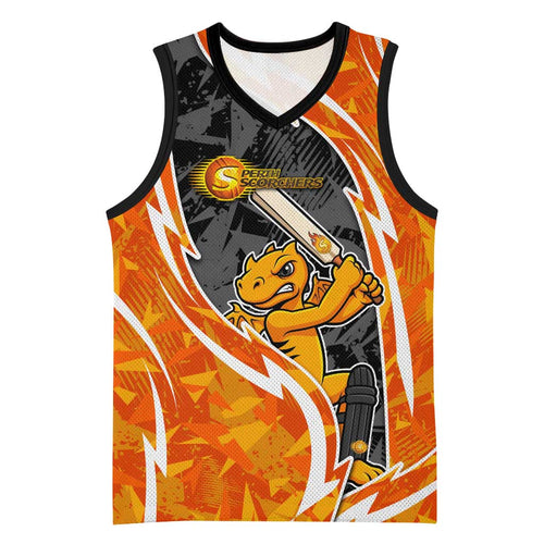 Perth Scorchers Basketball Jersey Flaming Lightning Storm Geometric Sports Mascot Art