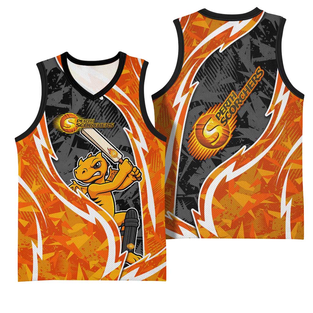 Perth Scorchers Basketball Jersey Flaming Lightning Storm Geometric Sports Mascot Art