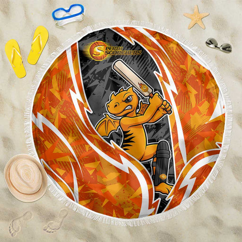 Perth Scorchers Beach Blanket Flaming Lightning Storm Geometric Sports Mascot Art
