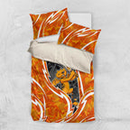 Perth Scorchers Bedding Set Flaming Lightning Storm Geometric Sports Mascot Art