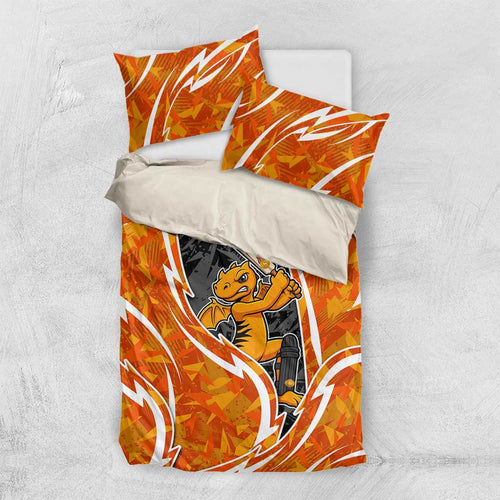 Perth Scorchers Bedding Set Flaming Lightning Storm Geometric Sports Mascot Art