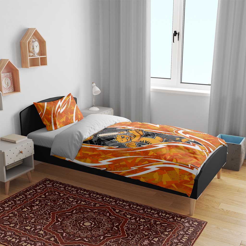 Perth Scorchers Bedding Set Flaming Lightning Storm Geometric Sports Mascot Art