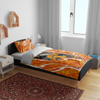 Perth Scorchers Bedding Set Flaming Lightning Storm Geometric Sports Mascot Art