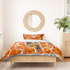 Perth Scorchers Bedding Set Flaming Lightning Storm Geometric Sports Mascot Art