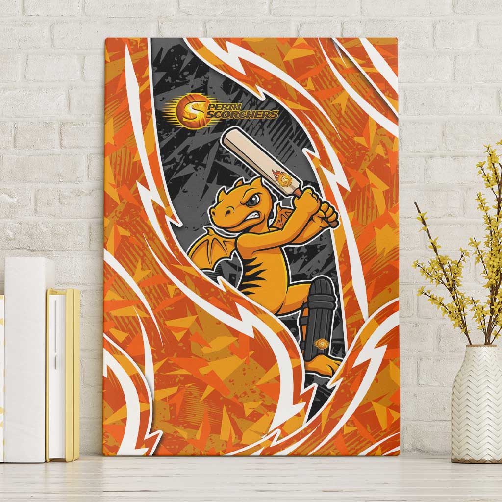 Perth Scorchers Canvas Wall Art Flaming Lightning Storm Geometric Sports Mascot Art