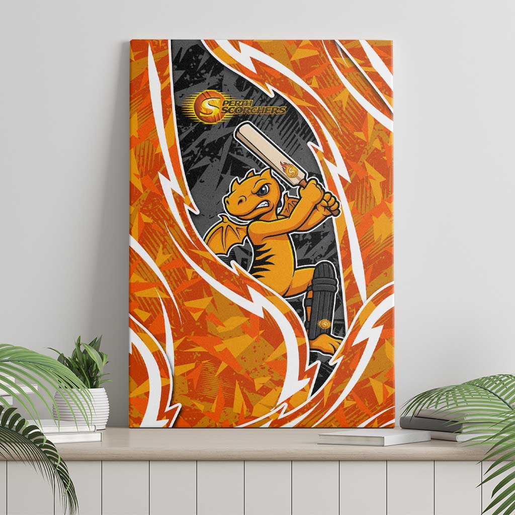 Perth Scorchers Canvas Wall Art Flaming Lightning Storm Geometric Sports Mascot Art