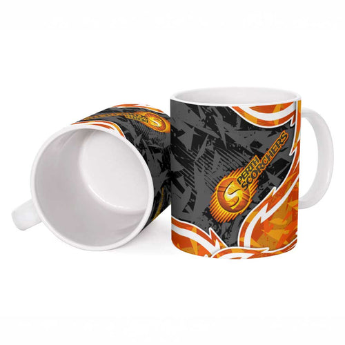 Perth Scorchers Ceramic Mug Flaming Lightning Storm Geometric Sports Mascot Art