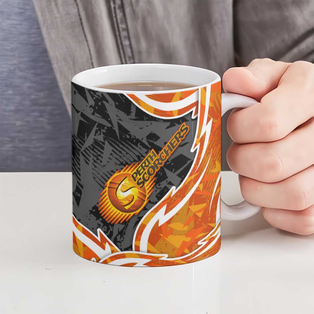 Perth Scorchers Ceramic Mug Flaming Lightning Storm Geometric Sports Mascot Art