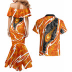 Perth Scorchers Couples Matching Mermaid Dress and Hawaiian Shirt Flaming Lightning Storm Geometric Sports Mascot Art