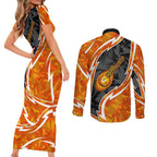 Perth Scorchers Couples Matching Short Sleeve Bodycon Dress and Long Sleeve Button Shirt Flaming Lightning Storm Geometric Sports Mascot Art