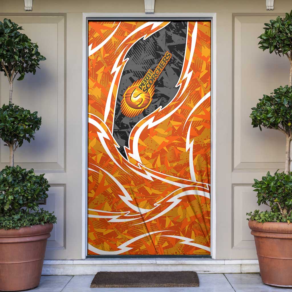 Perth Scorchers Door Cover Flaming Lightning Storm Geometric Sports Mascot Art