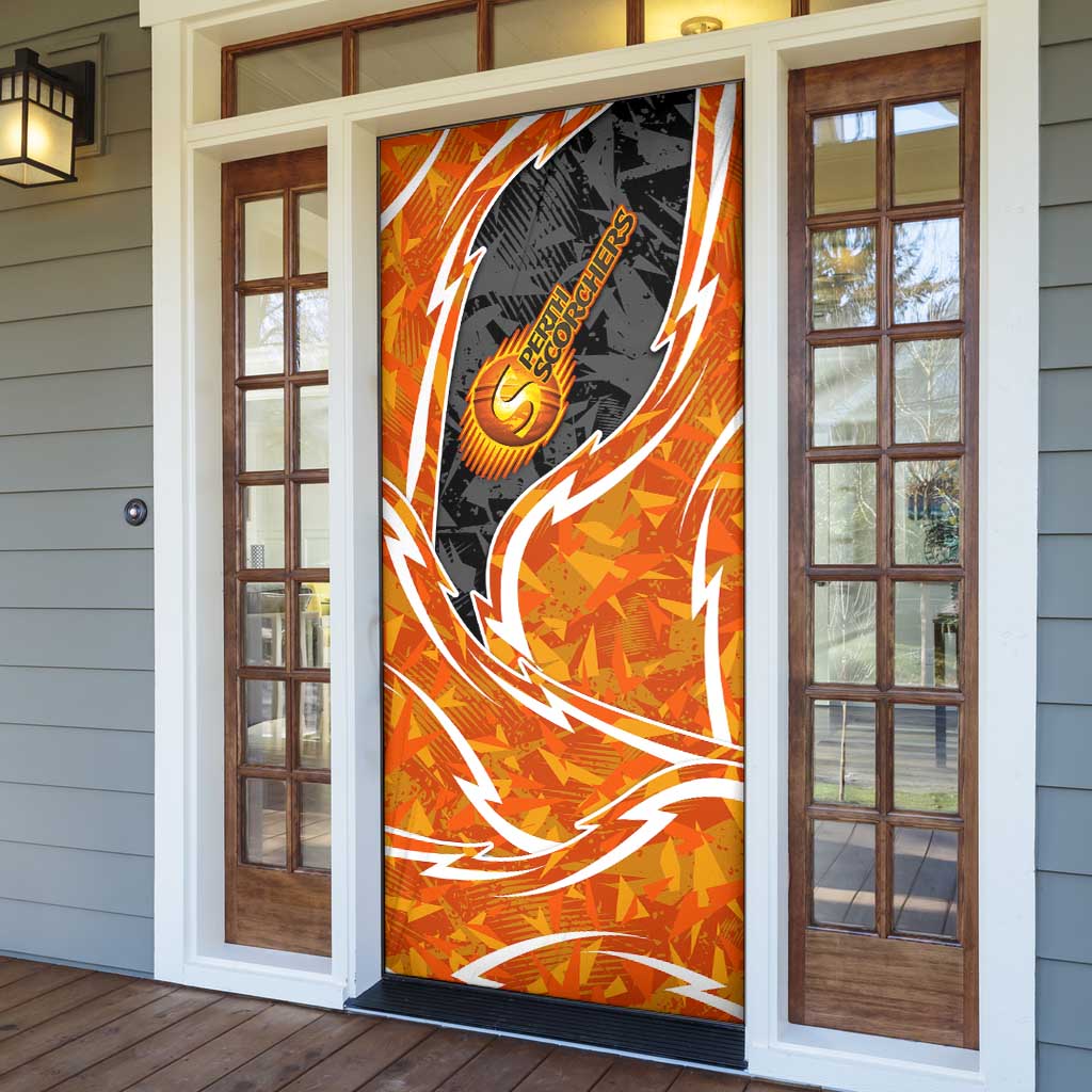 Perth Scorchers Door Cover Flaming Lightning Storm Geometric Sports Mascot Art