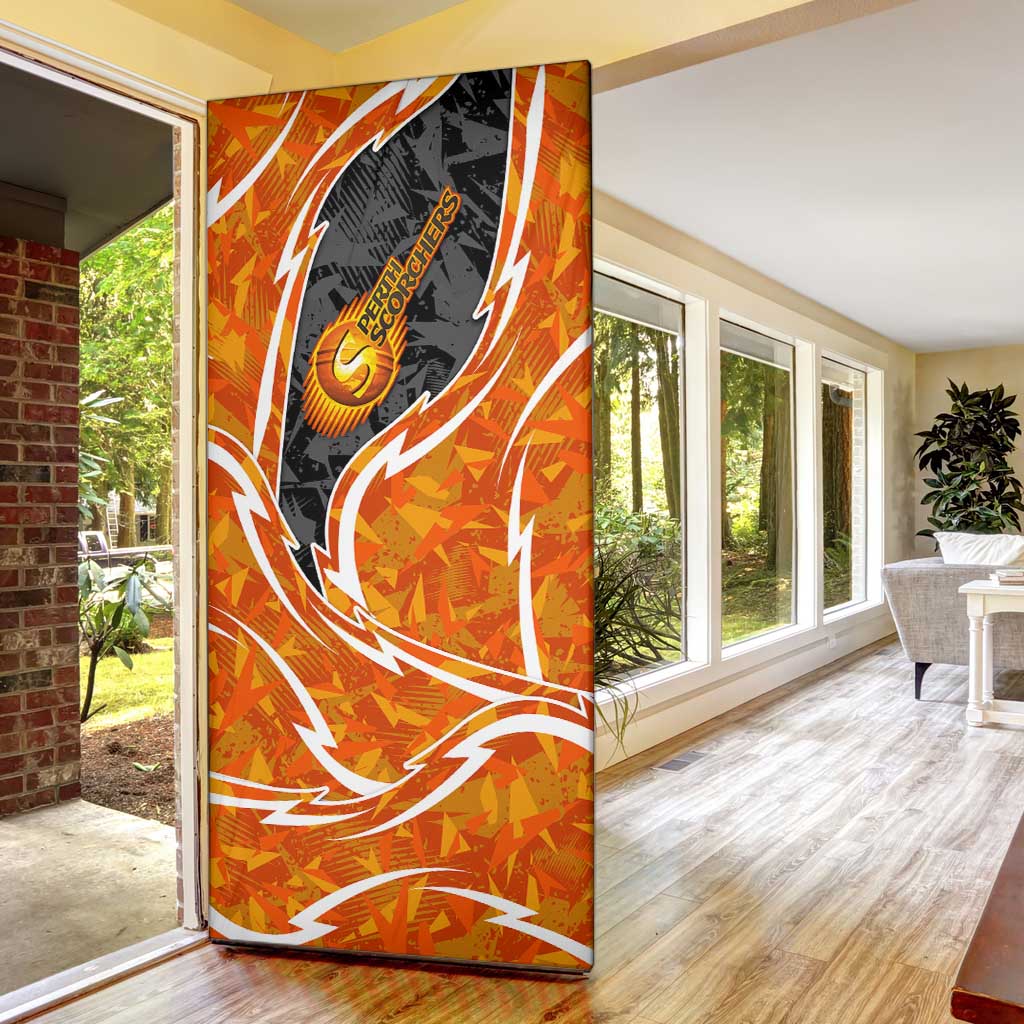 Perth Scorchers Door Cover Flaming Lightning Storm Geometric Sports Mascot Art