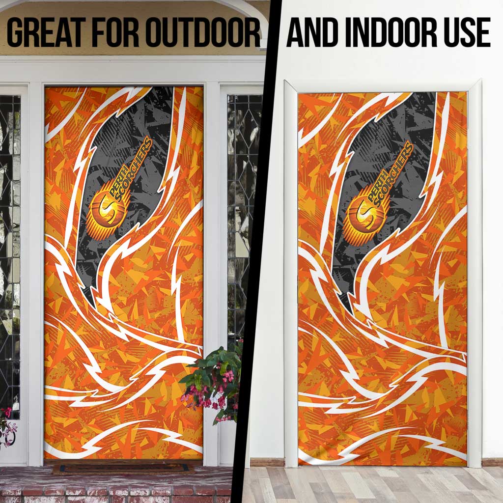 Perth Scorchers Door Cover Flaming Lightning Storm Geometric Sports Mascot Art