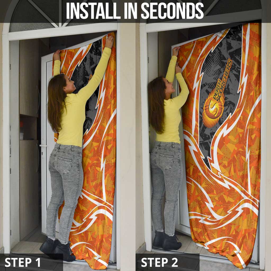 Perth Scorchers Door Cover Flaming Lightning Storm Geometric Sports Mascot Art