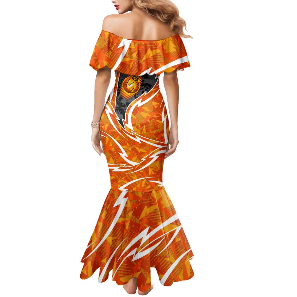 Perth Scorchers Family Matching Mermaid Dress and Hawaiian Shirt Flaming Lightning Storm Geometric Sports Mascot Art
