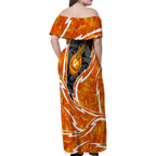 Perth Scorchers Family Matching Off Shoulder Maxi Dress and Hawaiian Shirt Flaming Lightning Storm Geometric Sports Mascot Art