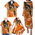 Perth Scorchers Family Matching Puletasi and Hawaiian Shirt Flaming Lightning Storm Geometric Sports Mascot Art