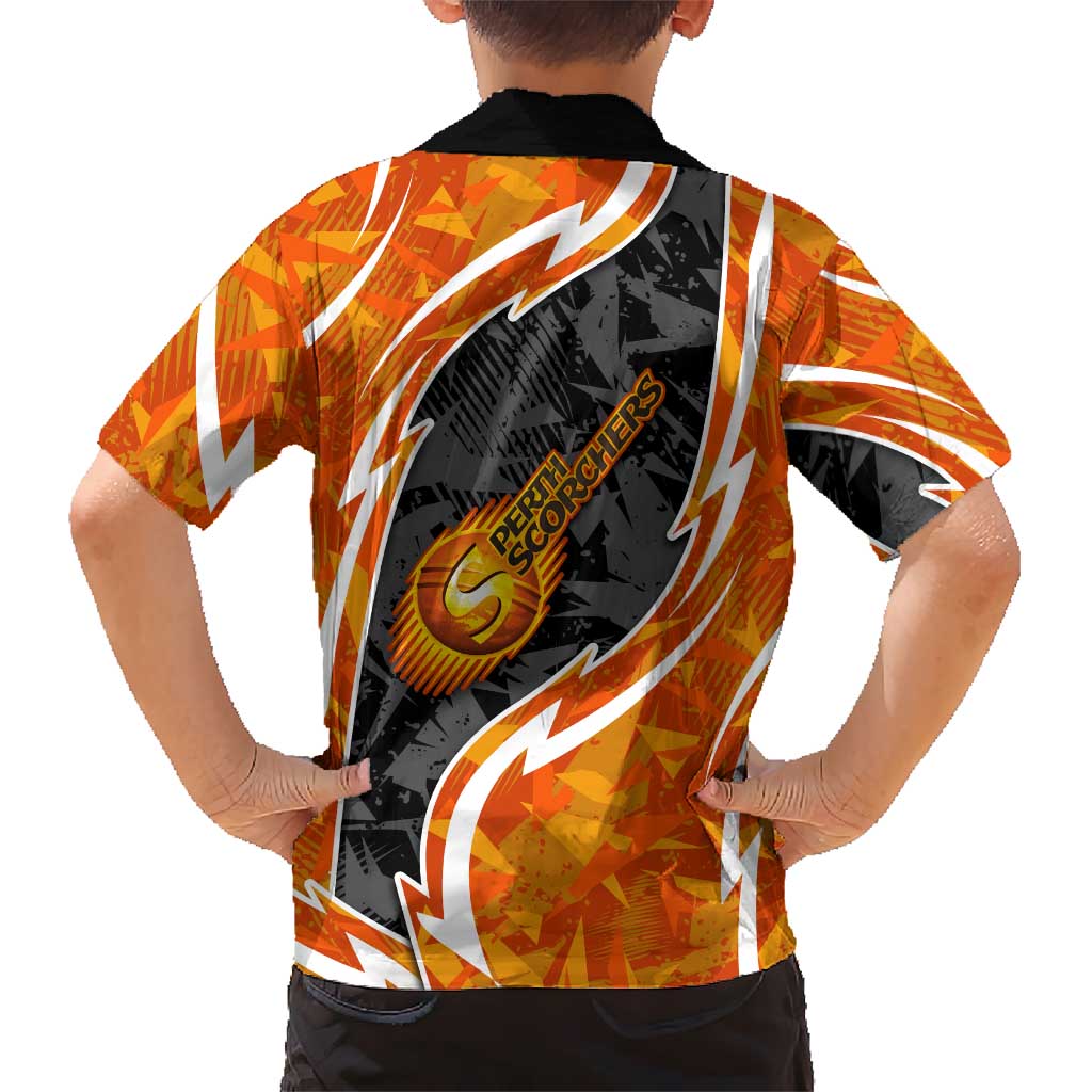 Perth Scorchers Family Matching Puletasi and Hawaiian Shirt Flaming Lightning Storm Geometric Sports Mascot Art