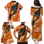Perth Scorchers Family Matching Puletasi and Hawaiian Shirt Flaming Lightning Storm Geometric Sports Mascot Art