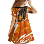 Perth Scorchers Family Matching Summer Maxi Dress and Hawaiian Shirt Flaming Lightning Storm Geometric Sports Mascot Art