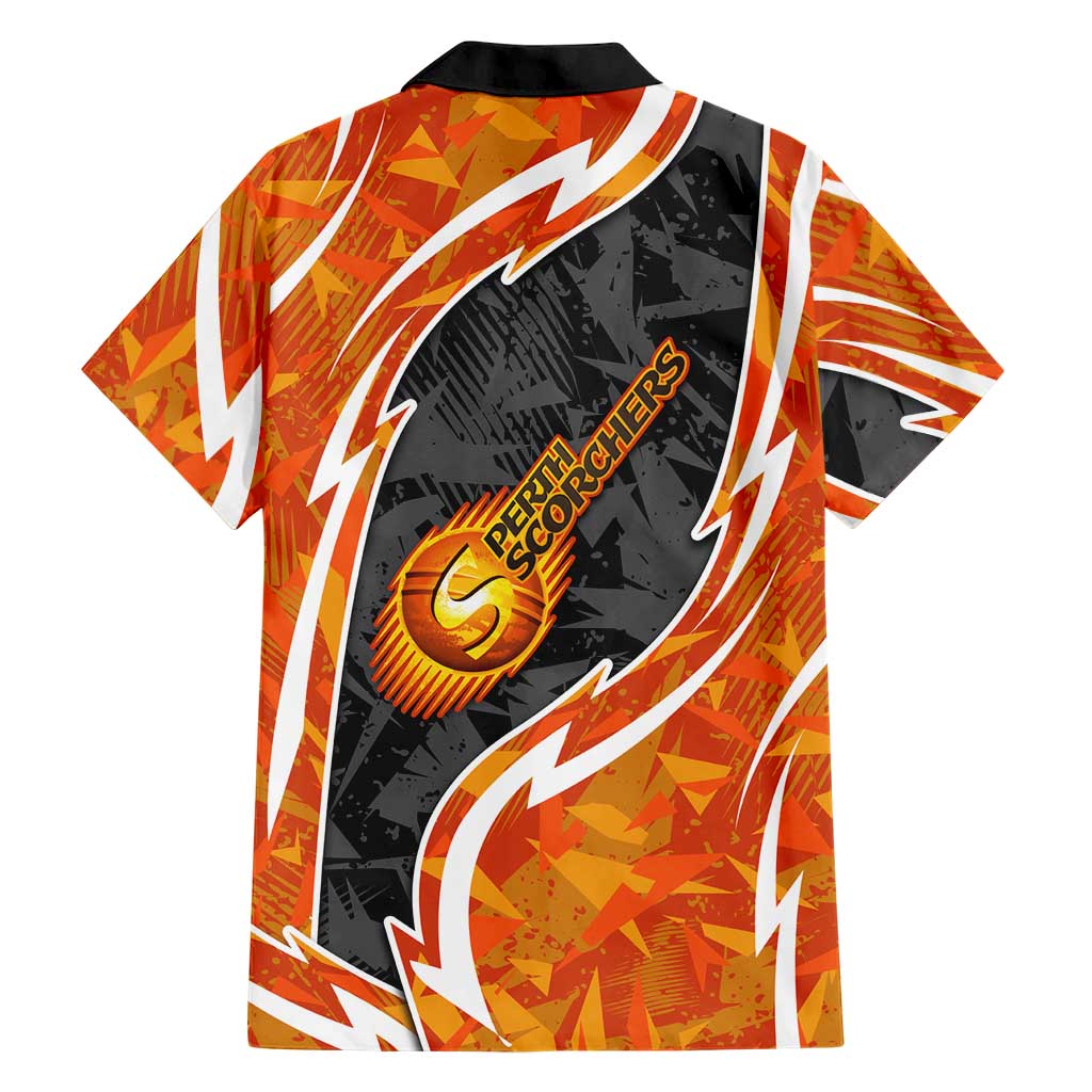 Perth Scorchers Family Matching Summer Maxi Dress and Hawaiian Shirt Flaming Lightning Storm Geometric Sports Mascot Art
