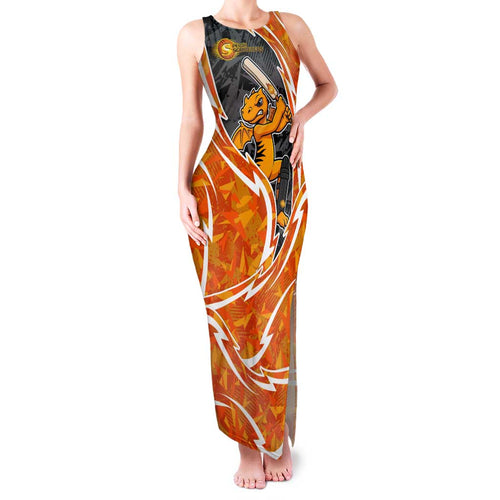 Perth Scorchers Family Matching Tank Maxi Dress and Hawaiian Shirt Flaming Lightning Storm Geometric Sports Mascot Art