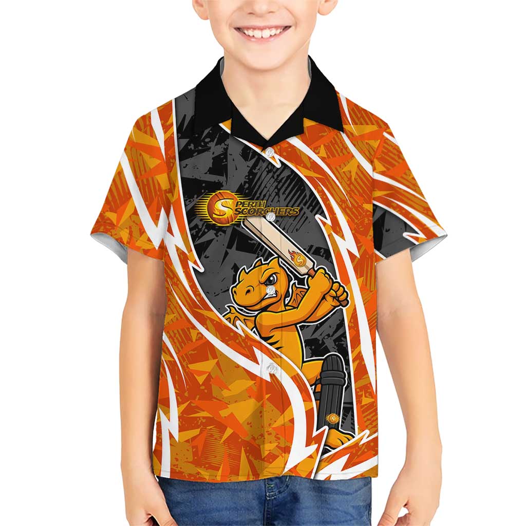 Perth Scorchers Hawaiian Shirt Flaming Lightning Storm Geometric Sports Mascot Art