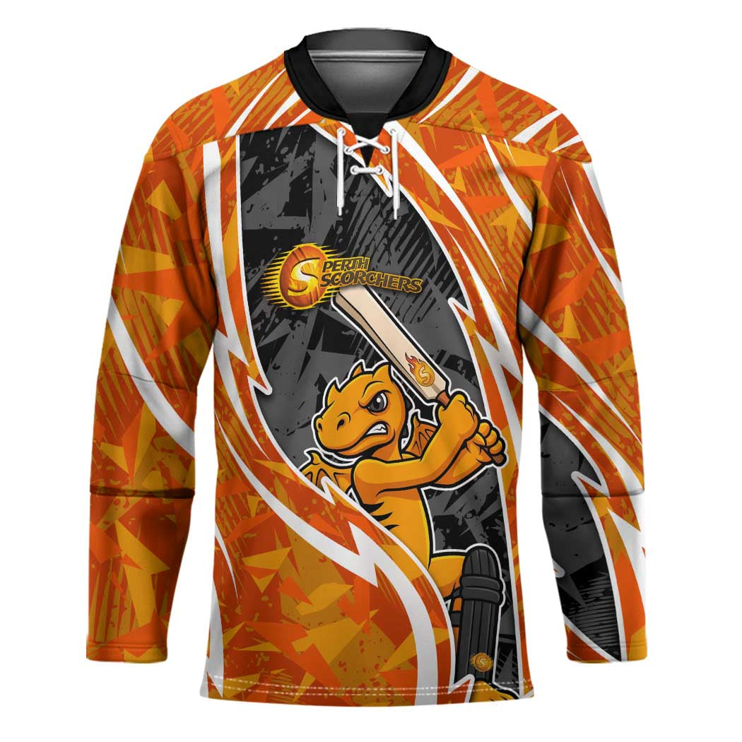 Perth Scorchers Hockey Jersey Flaming Lightning Storm Geometric Sports Mascot Art