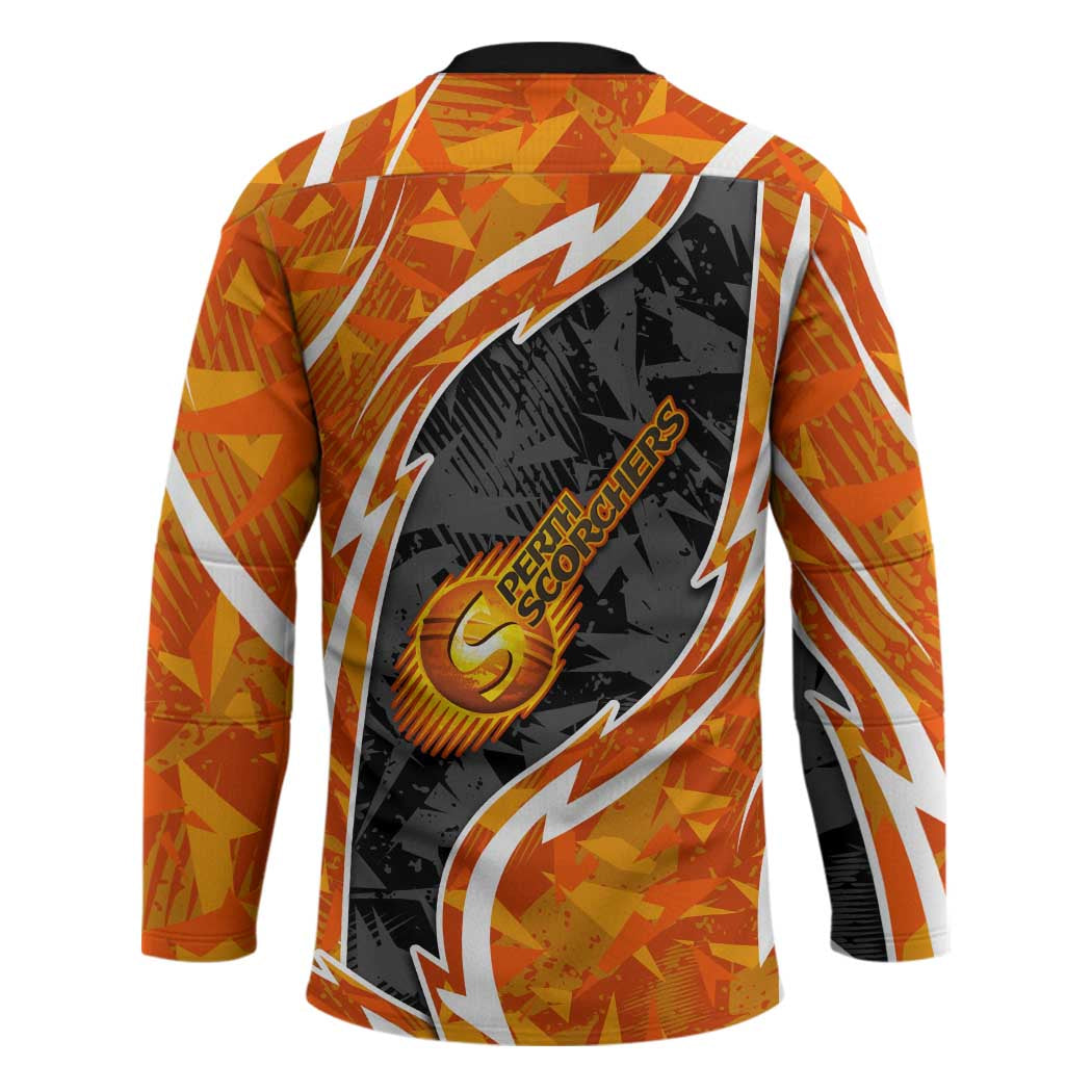 Perth Scorchers Hockey Jersey Flaming Lightning Storm Geometric Sports Mascot Art