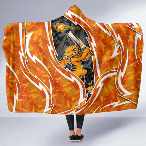 Perth Scorchers Hooded Blanket Flaming Lightning Storm Geometric Sports Mascot Art