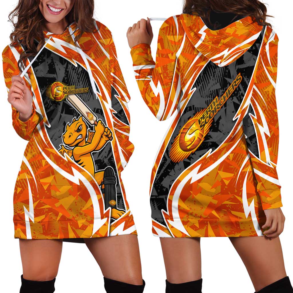 Perth Scorchers Hoodie Dress Flaming Lightning Storm Geometric Sports Mascot Art