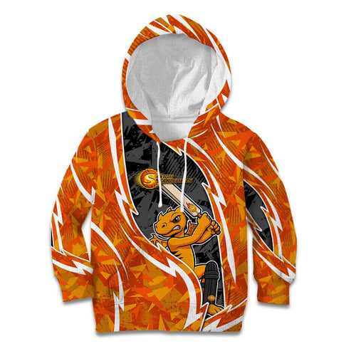 Perth Scorchers Kid Hoodie Flaming Lightning Storm Geometric Sports Mascot Art