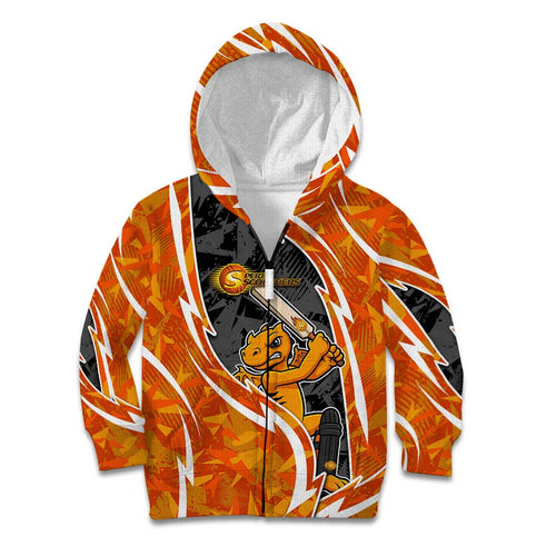 Perth Scorchers Kid Hoodie Flaming Lightning Storm Geometric Sports Mascot Art