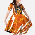 Perth Scorchers Kid Short Sleeve Dress Flaming Lightning Storm Geometric Sports Mascot Art