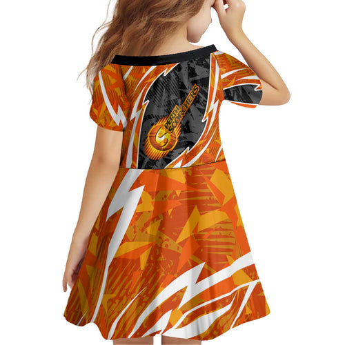 Perth Scorchers Kid Short Sleeve Dress Flaming Lightning Storm Geometric Sports Mascot Art