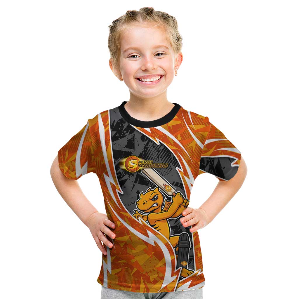 Perth Scorchers Kid T Shirt Flaming Lightning Storm Geometric Sports Mascot Art