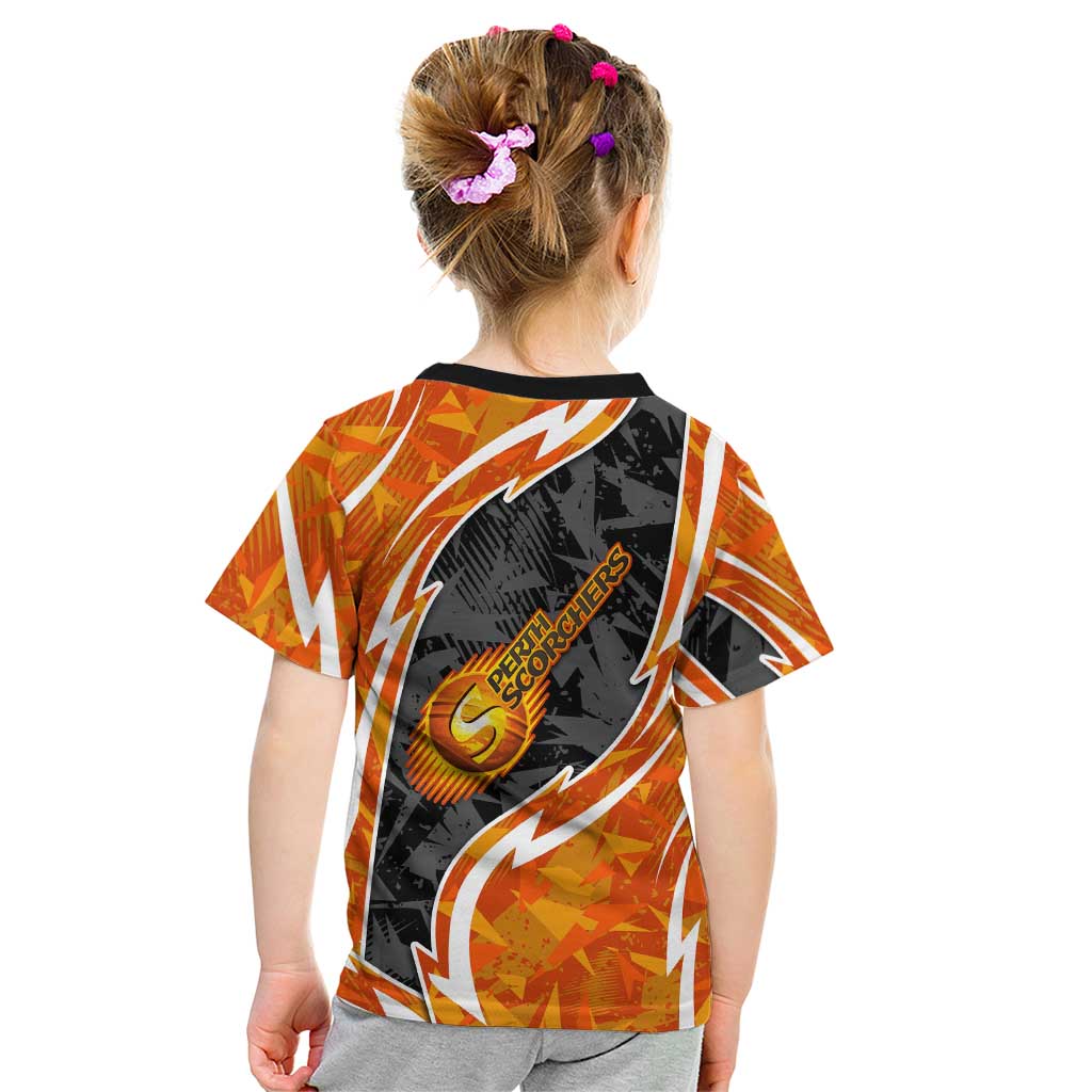 Perth Scorchers Kid T Shirt Flaming Lightning Storm Geometric Sports Mascot Art