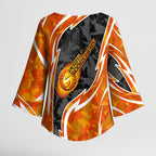 Perth Scorchers Kimono Sleeve Blouse Flaming Lightning Storm Geometric Sports Mascot Art