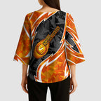 Perth Scorchers Kimono Sleeve Blouse Flaming Lightning Storm Geometric Sports Mascot Art
