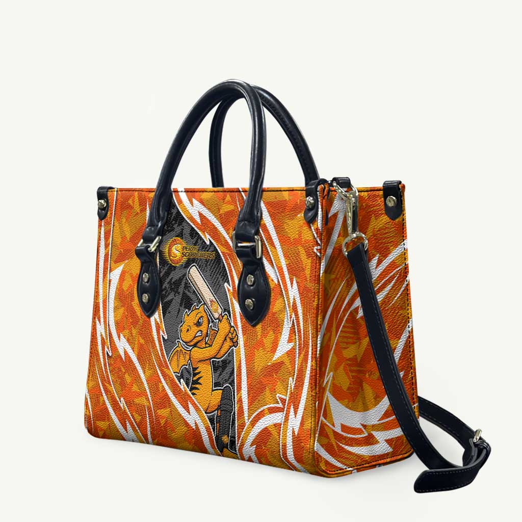 Perth Scorchers Leather Bag Flaming Lightning Storm Geometric Sports Mascot Art