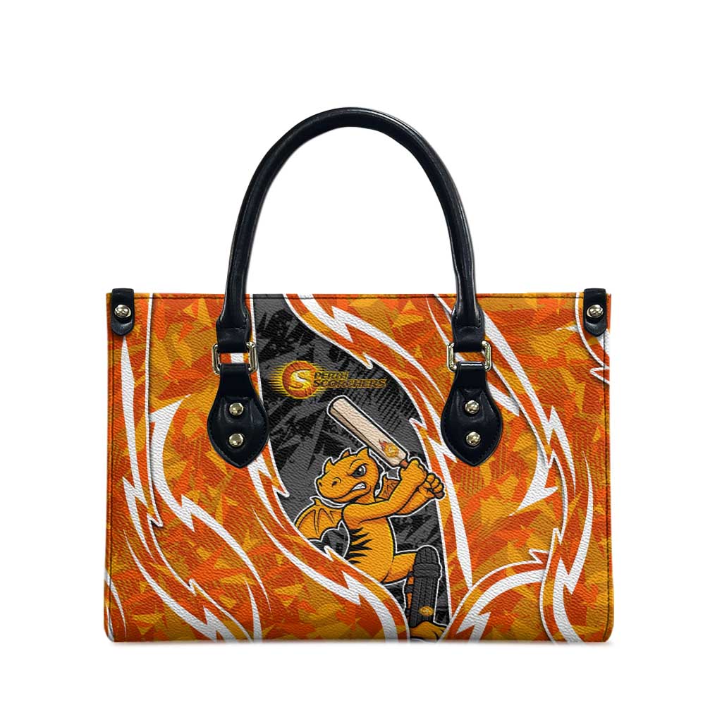 Perth Scorchers Leather Bag Flaming Lightning Storm Geometric Sports Mascot Art