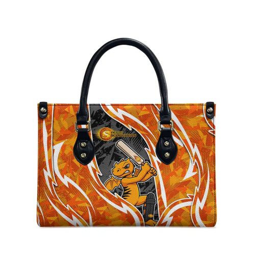 Perth Scorchers Leather Bag Flaming Lightning Storm Geometric Sports Mascot Art