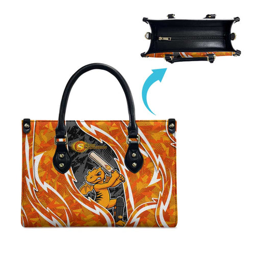 Perth Scorchers Leather Bag Flaming Lightning Storm Geometric Sports Mascot Art