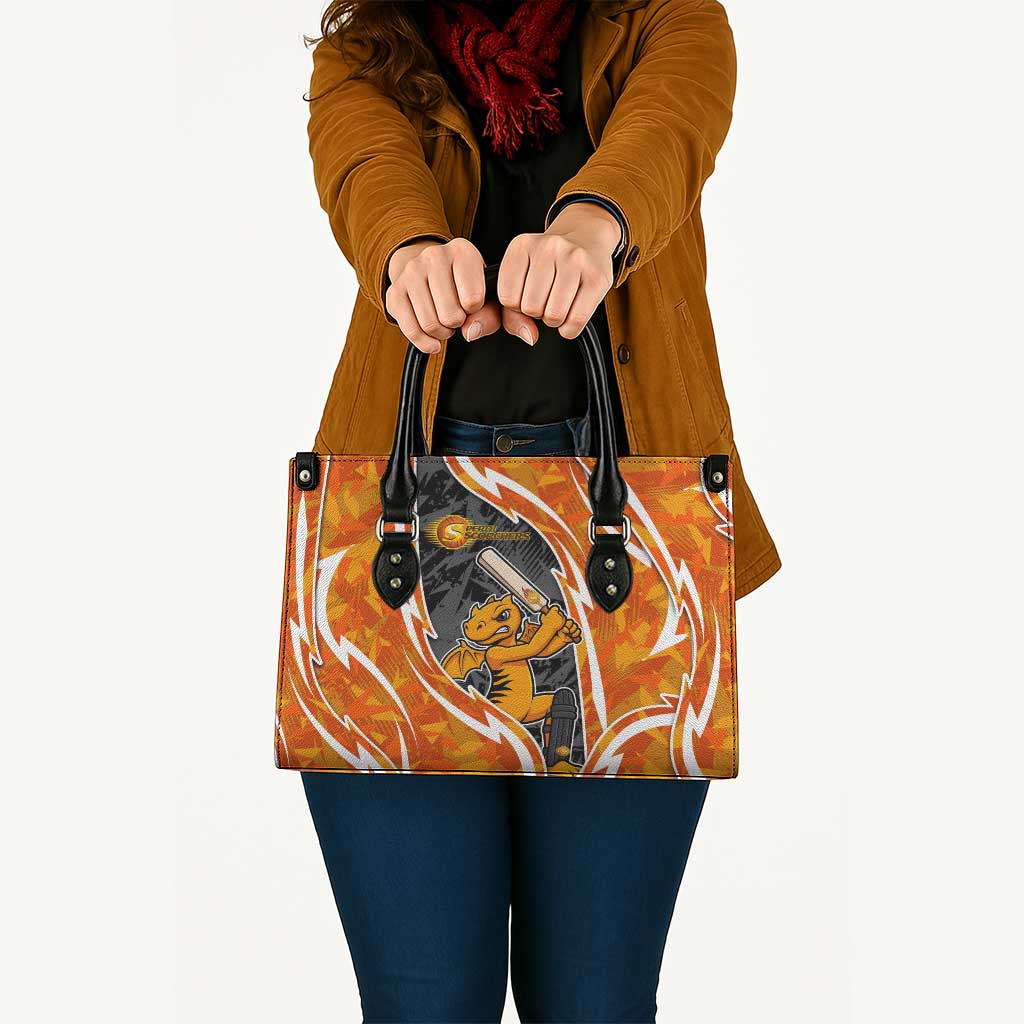 Perth Scorchers Leather Bag Flaming Lightning Storm Geometric Sports Mascot Art
