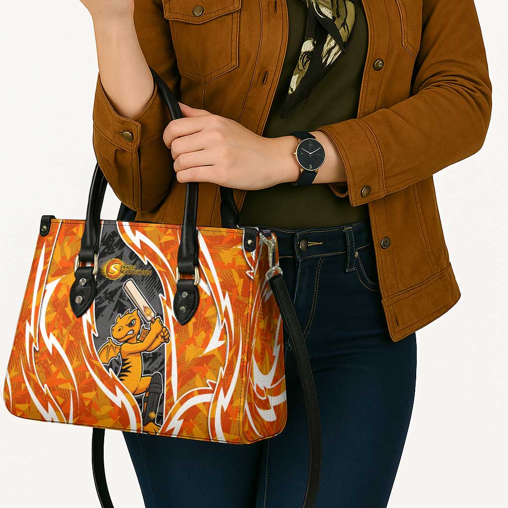 Perth Scorchers Leather Bag Flaming Lightning Storm Geometric Sports Mascot Art