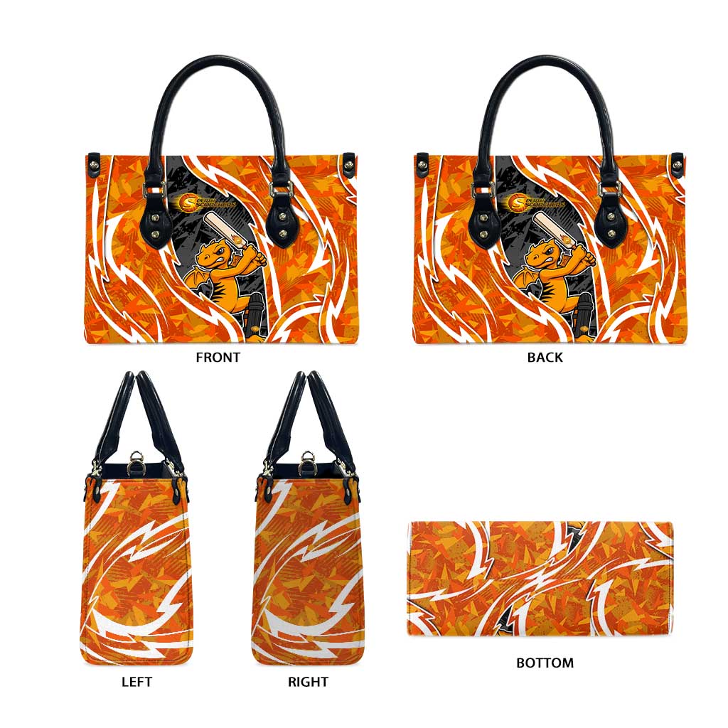 Perth Scorchers Leather Bag Flaming Lightning Storm Geometric Sports Mascot Art